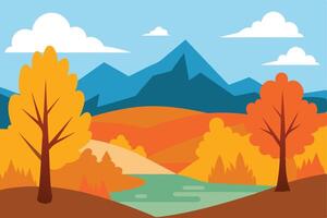 Autumn Scenery with Colorful Leaves and Trees vector