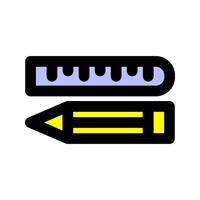 Pencil and ruler flat icon. office, work and school tools. suitable for interfaces, websites, UI and mobile applications. vector