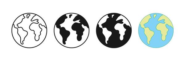planet earth icon flat vector