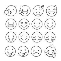 emoticon outline set collection vector