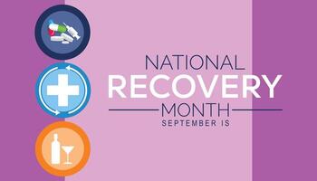 National Recovery Month is observed every year on September.Holiday concept background, placard, banner design template illustration background design. vector