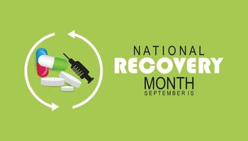 National Recovery Month is observed every year on September.Holiday concept background, placard, banner design template illustration background design. vector
