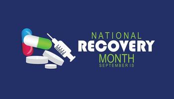National Recovery Month is observed every year on September.Holiday concept background, placard, banner design template illustration background design. vector