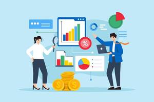 Economic impact analysis, assessing effects of economy changes, macroeconomic, forecasting concept illustration, business analyst analyzing indicators vector