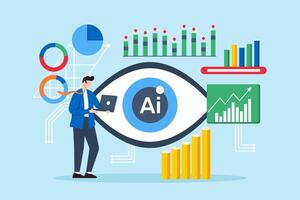 Predicting future technological trends, preparing for innovation disruptions, tech trend analysis concept illustration. Business analyst forecasting technology vector