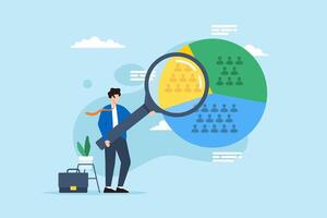 Categorizing based on behavior, targeted marketing strategies, market segmentation concept illustration. Business analyst dividing customer base into segments vector