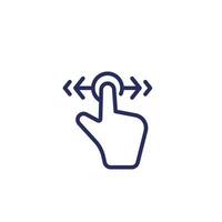 Slide or scroll line icon, hand gesture vector