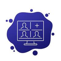 conference icon, group call, add new user line vector