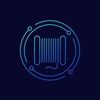 coil cable spool icon, linear design vector