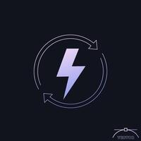 recharging power icon with gradient vector