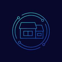 home extension icon, linear design vector