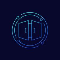 double door icon, linear design vector