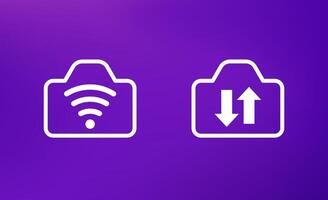 camera and wi-fi connection icons vector