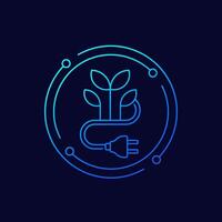 bioenergy and renewable energy icon with electric plug, linear design vector