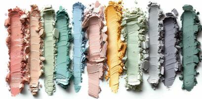 Colorful Eyeshadow Swatches on White Background photo