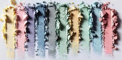 Colorful Eyeshadow Swatches on White Background photo