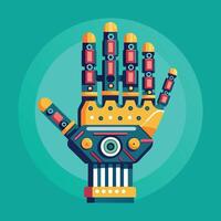 Robotic hand illustration on simple background vector