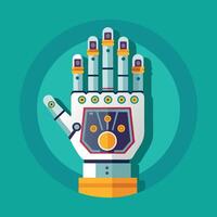 Robotic hand illustration on simple background vector