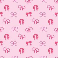 Various pink bow and ribbon hand drawn seamless pattern background for wrapping, illustration and wallpaper vector