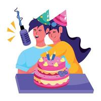 A flat illustration showing a person singing birthday song vector