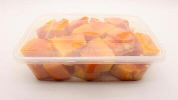 Papaya fruit that is ripe and cut photo