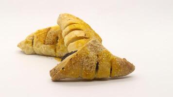 Chocolate pastry cake with a triangular shape photo