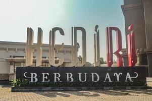 A close up of a large, colorful sign stating Kediri Berbudaya, showcasing the city s commitment to preserving its cultural identity, Indonesia, 27 July 2024. photo