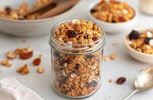 Granola Jar With Berries and Coconut photo