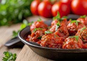 Meatballs in Tomato Sauce With Parsley photo