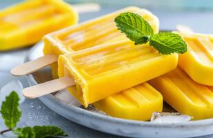 Orange Popsicles on Plate photo