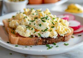 Egg Salad Sandwich With Radish and Chives photo