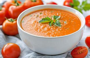 Tomato Basil Soup With Fresh Tomatoes photo