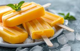 Orange Popsicles on Plate photo