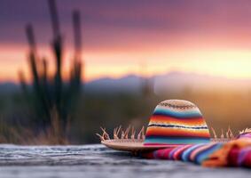 Sombrero and Blanket at Sunset photo