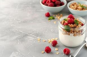 Granola With Raspberries and Almonds photo