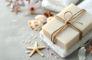Spa Relaxation With Seashells and Towels photo