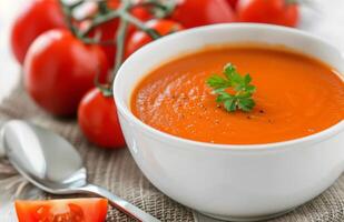 Tomato Soup With Basil and Tomatoes photo