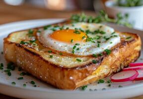 Fried Eggs on Toast With Chives photo