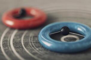Red And Blue Rings On A Turntable photo