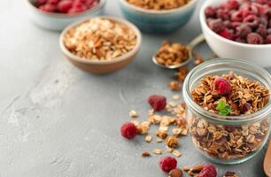 Granola With Raspberries and Almonds photo