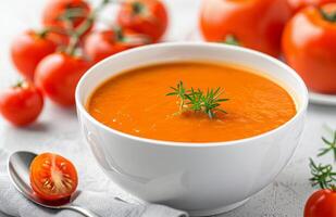 Tomato Soup With Basil and Tomatoes photo