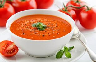 Tomato Soup With Basil and Tomatoes photo