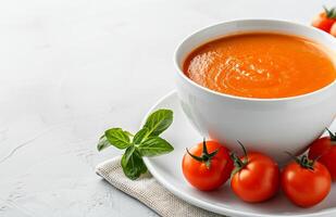 Tomato Soup With Basil and Tomatoes photo