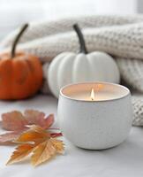 White Pumpkins and Candles for Fall photo