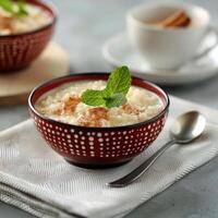 Cinnamon Rice Pudding With Mint photo