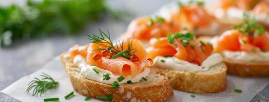 Smoked Salmon Crostini With Cream Cheese and Dill photo