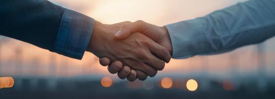 Business Handshake at Sunset photo
