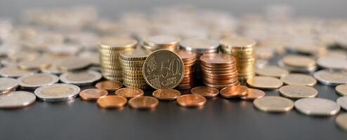 Stack of coins symbolizes core principles of finance, from saving and investment to business and banking, reflecting vital role currency plays in economy and management of money. finance, investment. photo