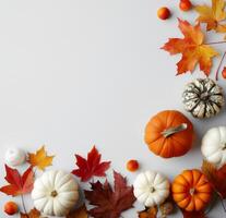 Autumn Pumpkins and Leaves Border photo