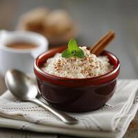 Cinnamon Rice Pudding With Mint photo